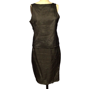 Jacqueline Ferrar Vintage 90s Beaded Embellished Silk Tank & Skirt Set Sz 4